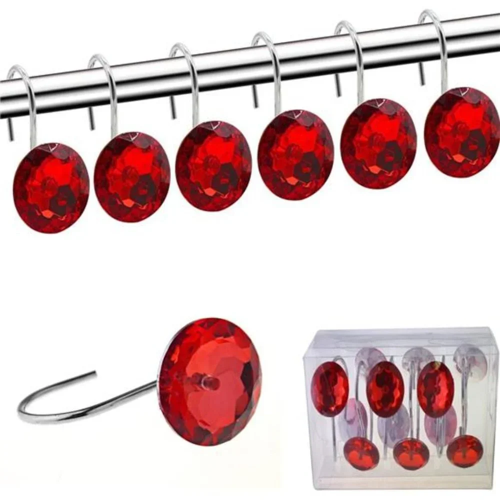 Round Acrylic Decorative Rhinestones Bling Rolling Bathroom Bath Set of 12 Rings